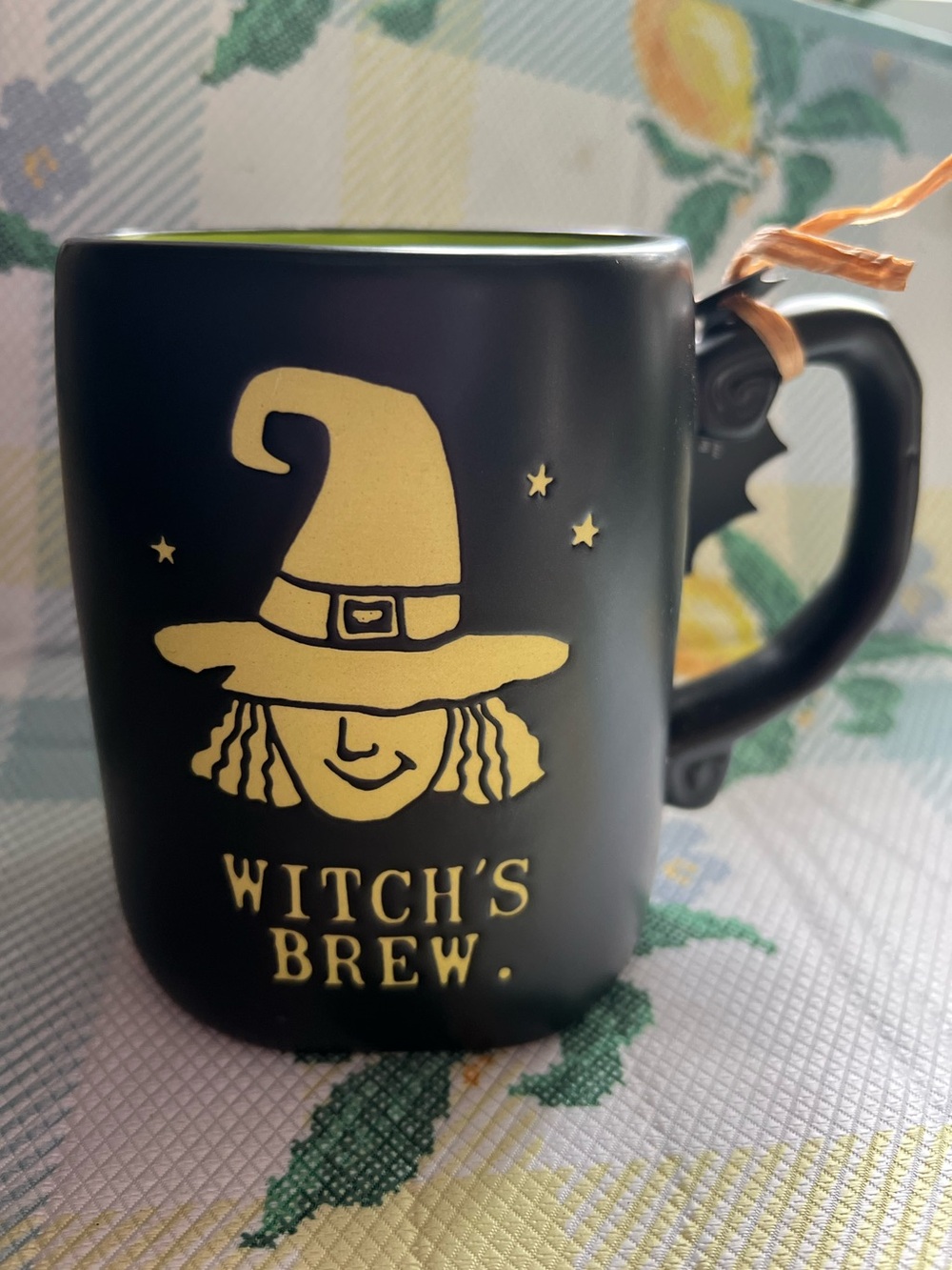 Rae Dunn Rare Witch's Brew Black & Neon Green Halloween Mug -